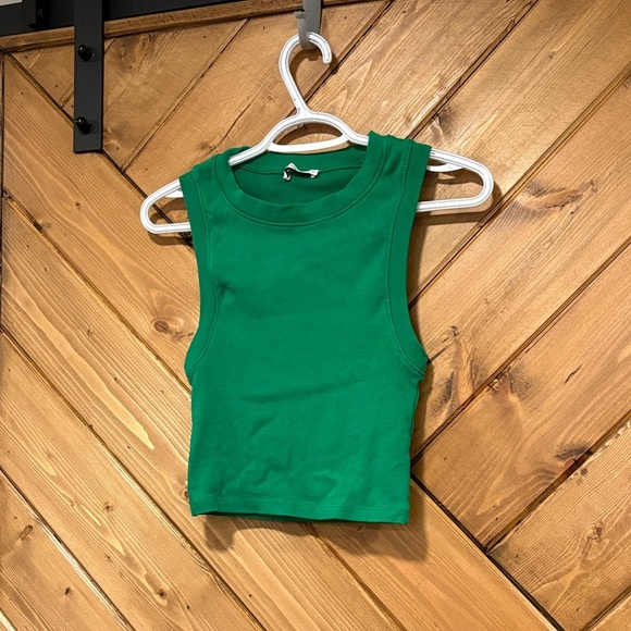 Zara Green Cropped Tank Top Women's Medium - Picture 1 of 3